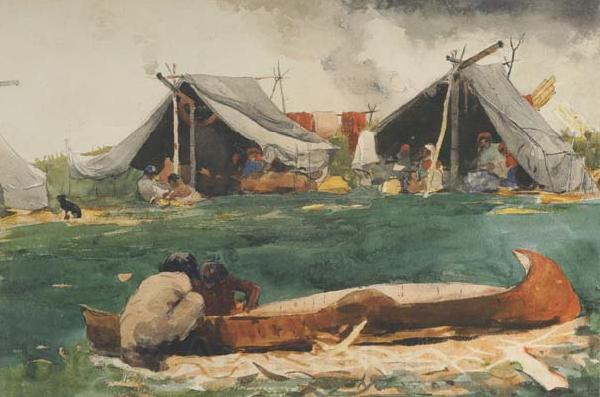Winslow Homer Montagnais Indians (Making Canoes) (mk44) Spain oil painting art